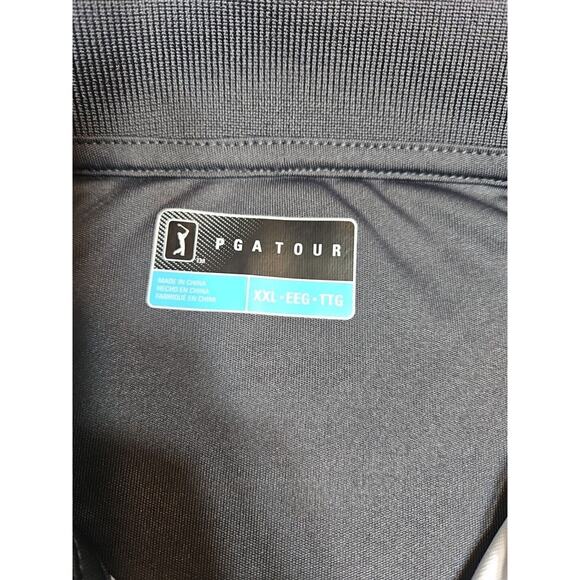 PGA Tour 2XL Striped Men's Polo Shirt Short Sleeve Gray W/ Blue Stripe - Picture 3 of 7